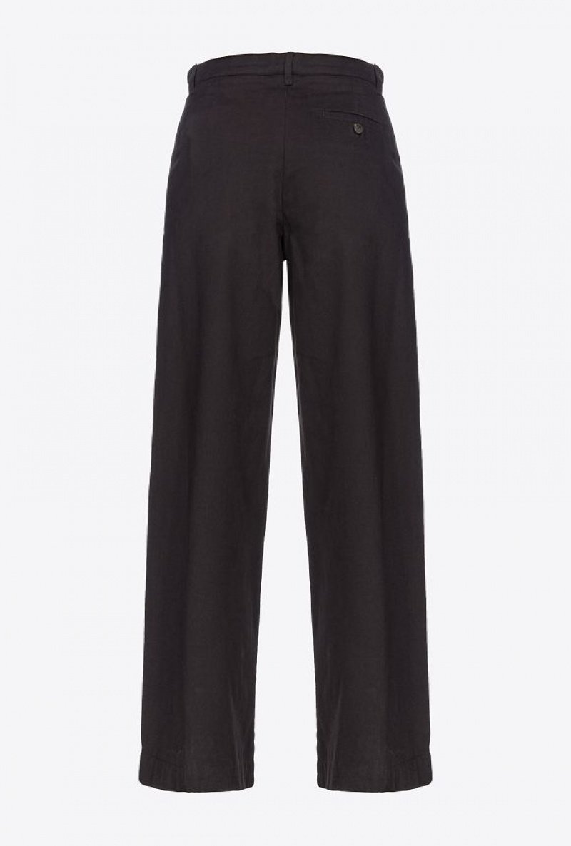 Pinko Široké-leg Bavlněné Trousers Černé | SN-PKO33812
