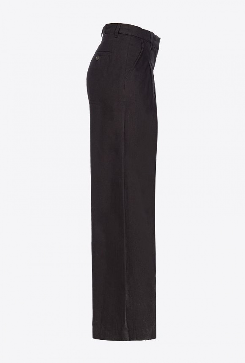 Pinko Široké-leg Bavlněné Trousers Černé | SN-PKO33812