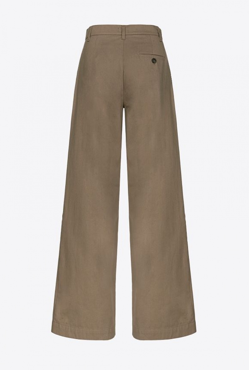 Pinko Široké-leg Bavlněné Trousers Čokolády | SN-PKO33768