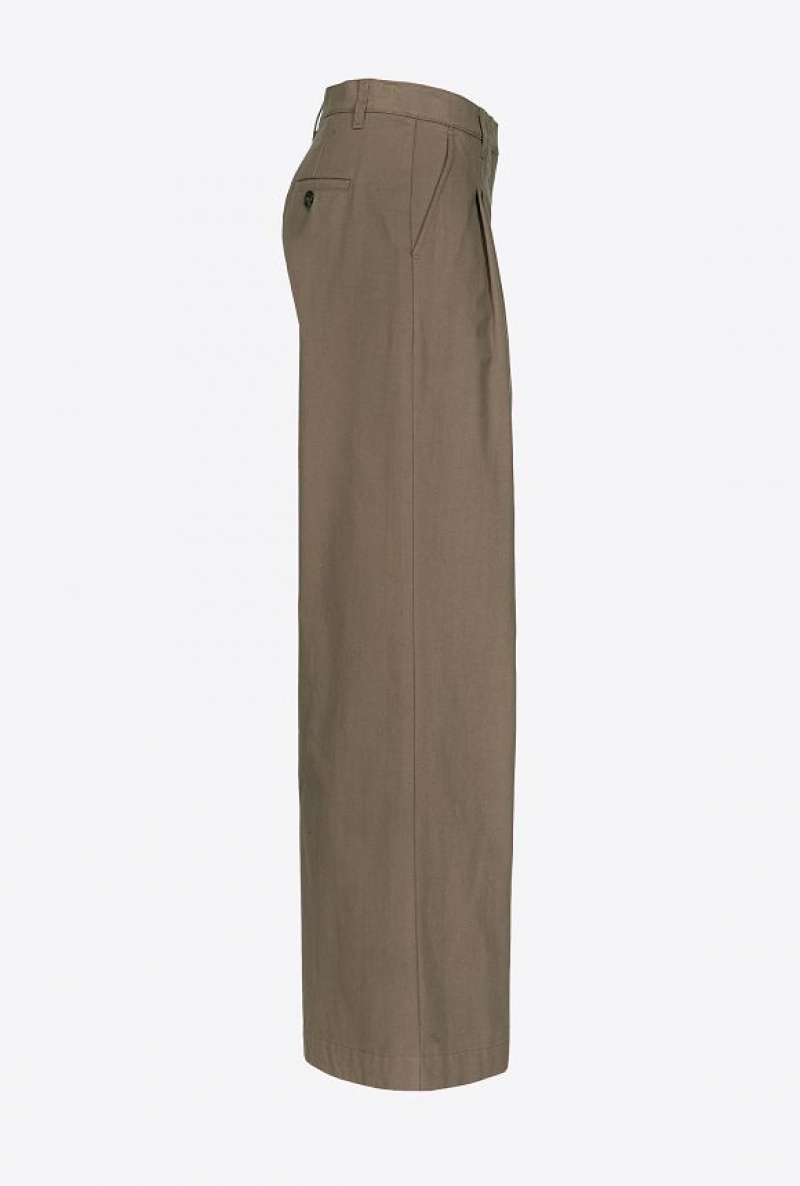 Pinko Široké-leg Bavlněné Trousers Čokolády | SN-PKO33768