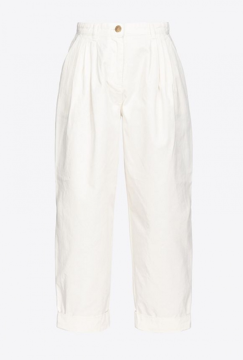 Pinko Široké-leg Gabardine Trousers Světle Žluté Krém Bílé | SN-PKO33727