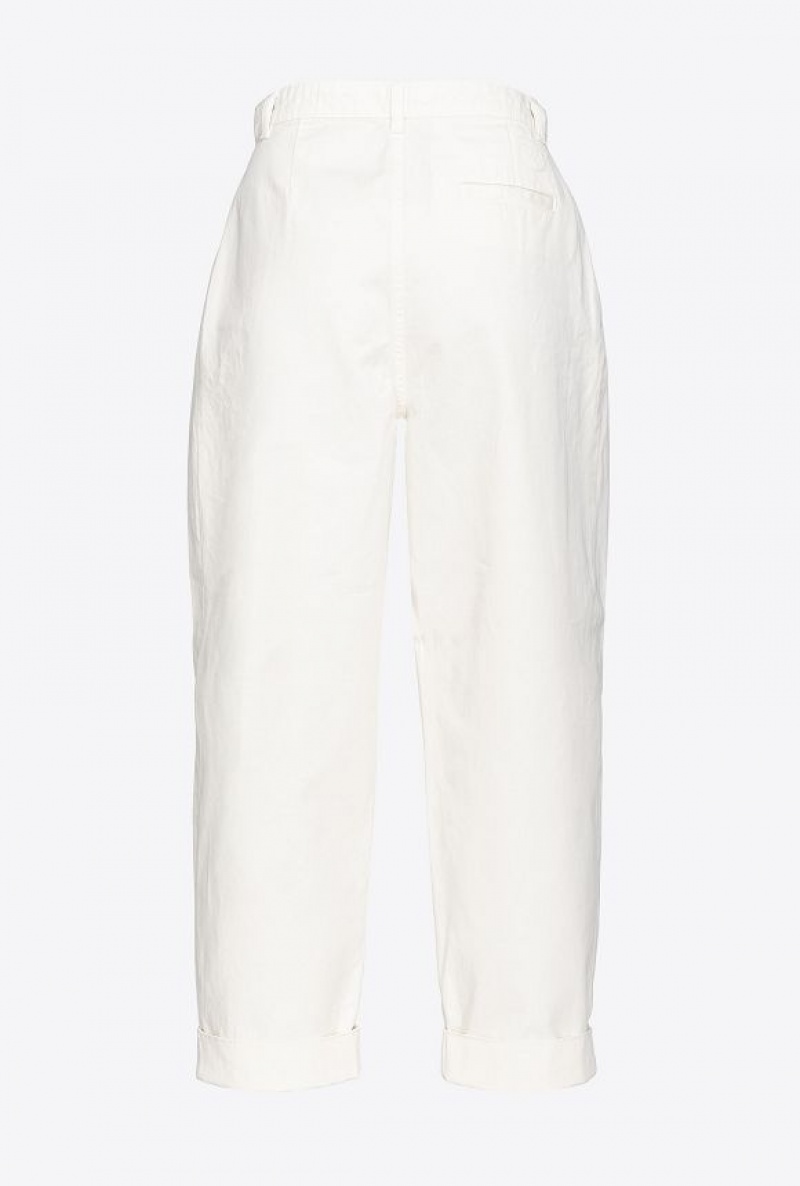 Pinko Široké-leg Gabardine Trousers Světle Žluté Krém Bílé | SN-PKO33727