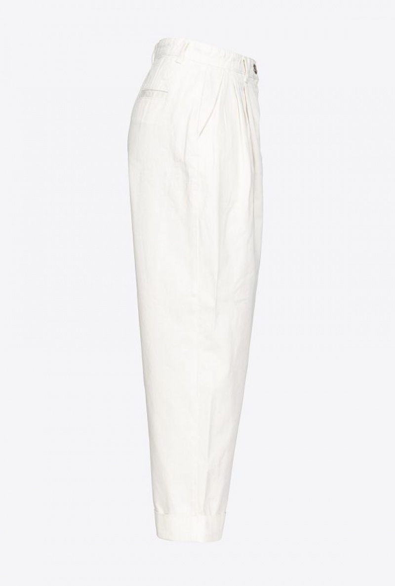 Pinko Široké-leg Gabardine Trousers Světle Žluté Krém Bílé | SN-PKO33727