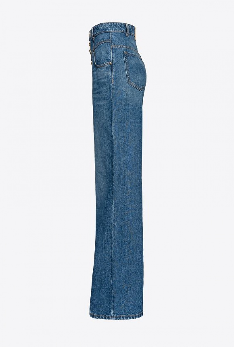 Pinko Široké-leg Jeans With Jewel Buttons Blankyt | SN-PKO33994