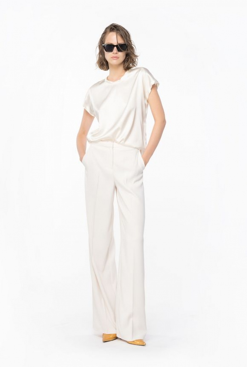 Pinko Široké-leg Stretch Trousers Bílé | SN-PKO33724