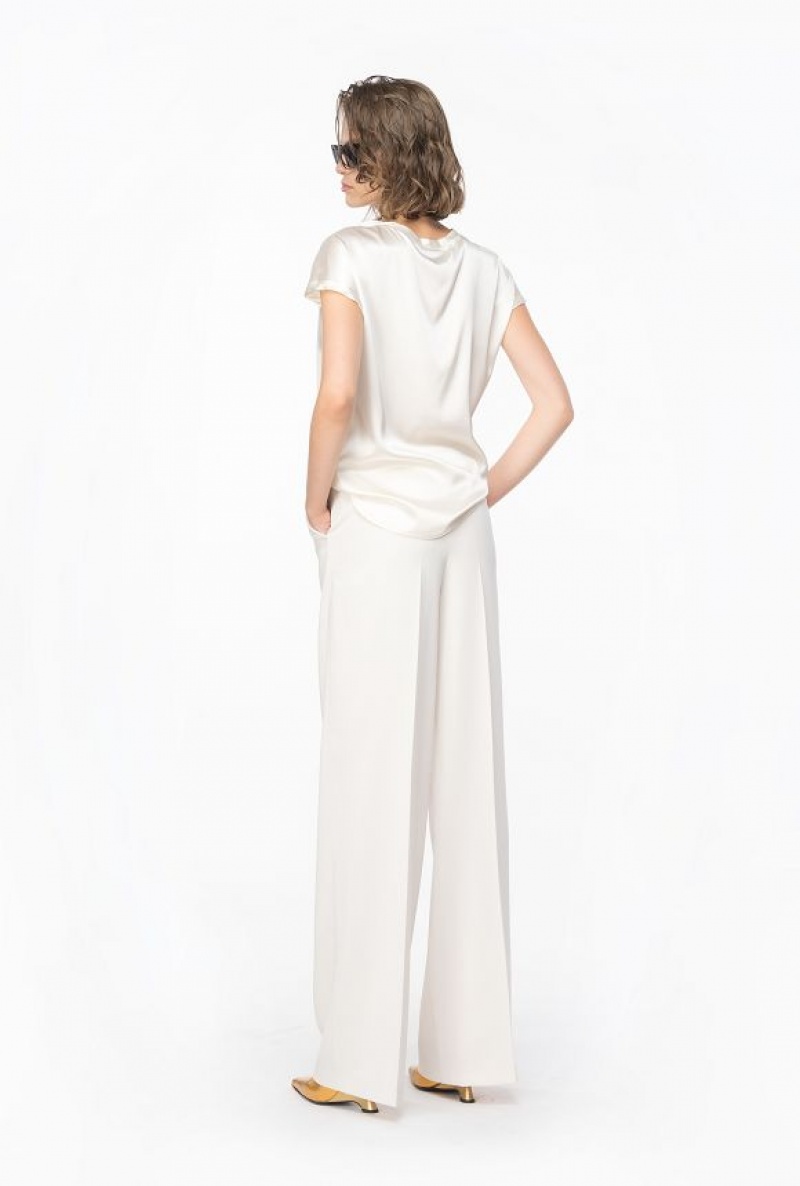 Pinko Široké-leg Stretch Trousers Bílé | SN-PKO33724