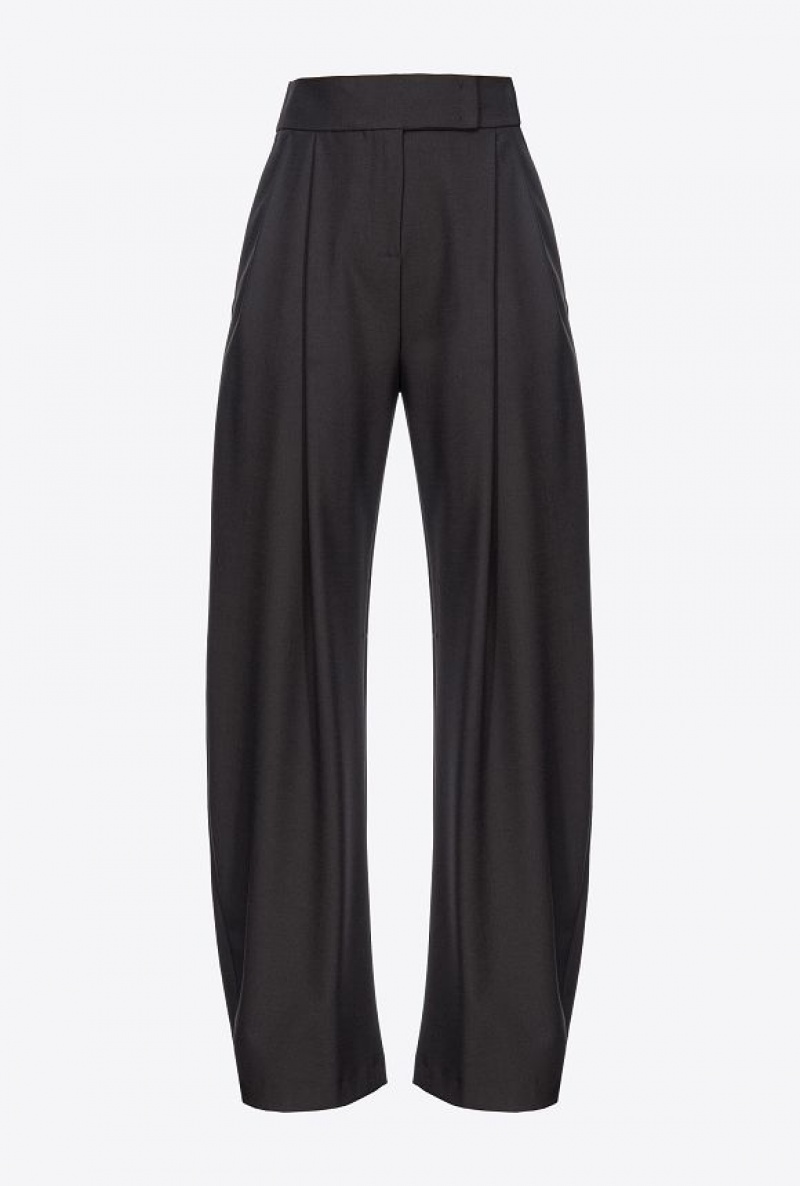 Pinko Široké-leg Trousers With Darts Černé | SN-PKO33811