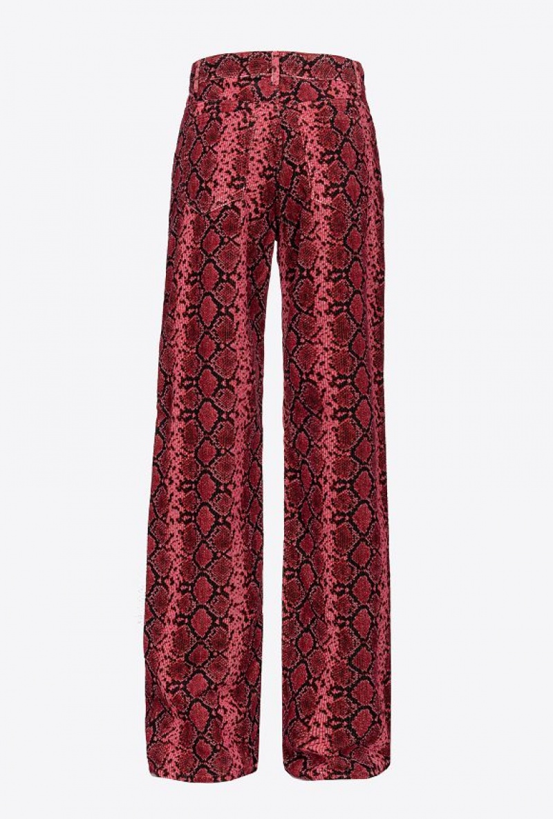 Pinko Široké-leg Velvet Trousers With Snake Print Viacfarebný Černé Fuchsie | SN-PKO33701