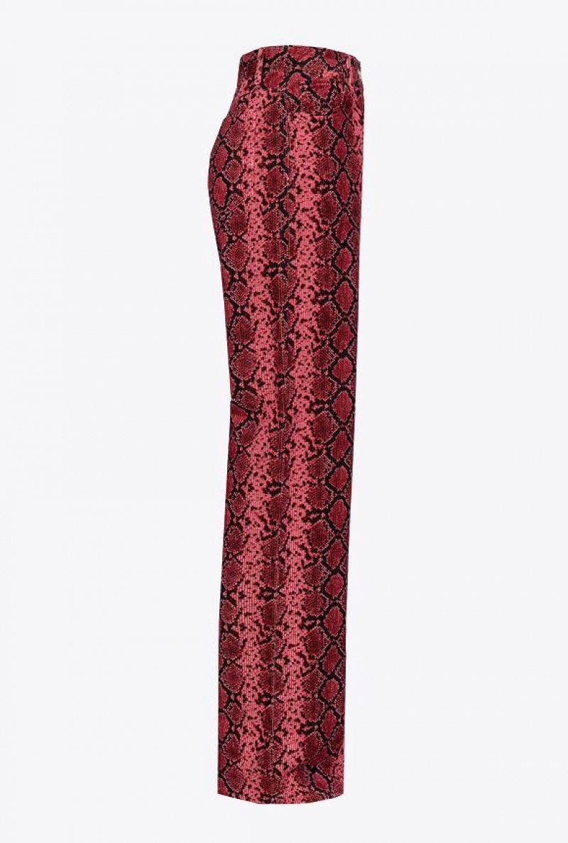 Pinko Široké-leg Velvet Trousers With Snake Print Viacfarebný Černé Fuchsie | SN-PKO33701